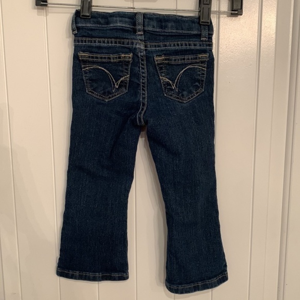 💐5/25 girls toddler jumping beans dark wash adjustable bootcut flare jeans - Picture 3 of 9